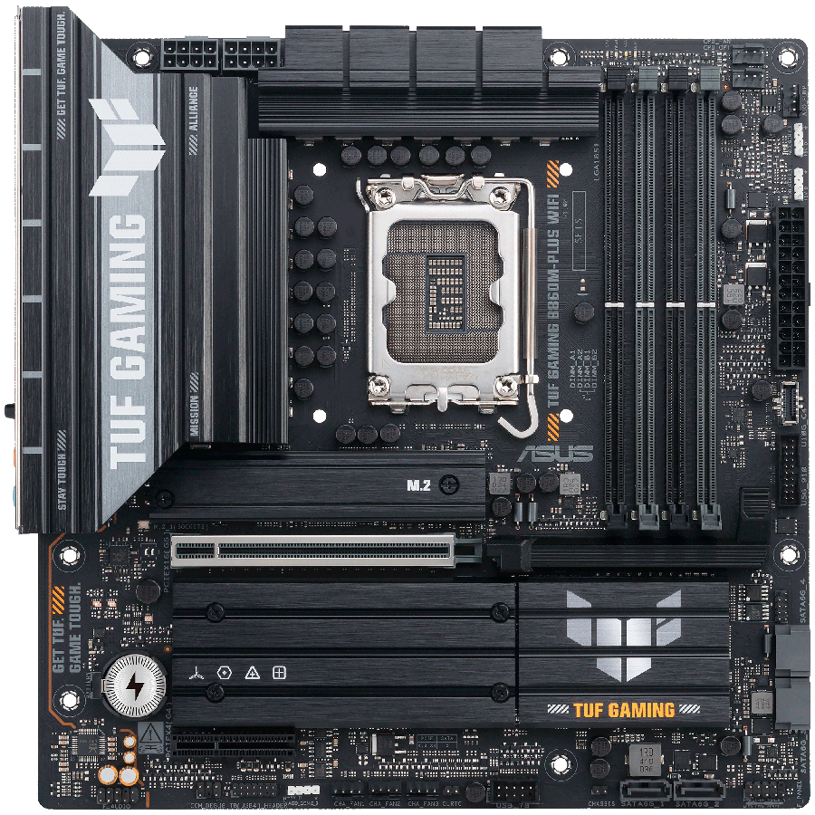 Материнская плата Asus TUF GAMING B860M-PLUS WIFI [LGA 1851, Intel B860, 4xDDR 5, 3xM.2, 1xPCI-E x16, Micro-ATX]