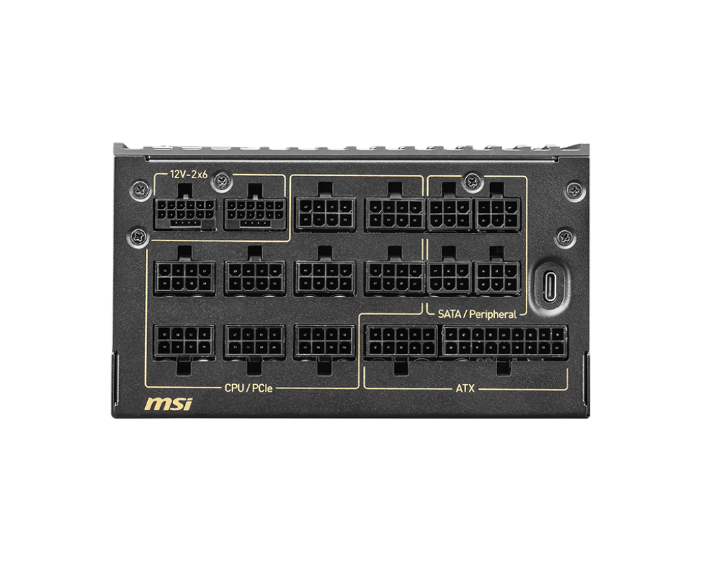 Блок питания MSI MEG Ai1600T PCIE5 [1600 Вт, 80 PLUS Titanium, 8x SATA, 2 x 16 pin (12VHPWR), 9 x 6+2 pin PCIe, 2x 4+4 pin CPU, EPS12V, ATX]