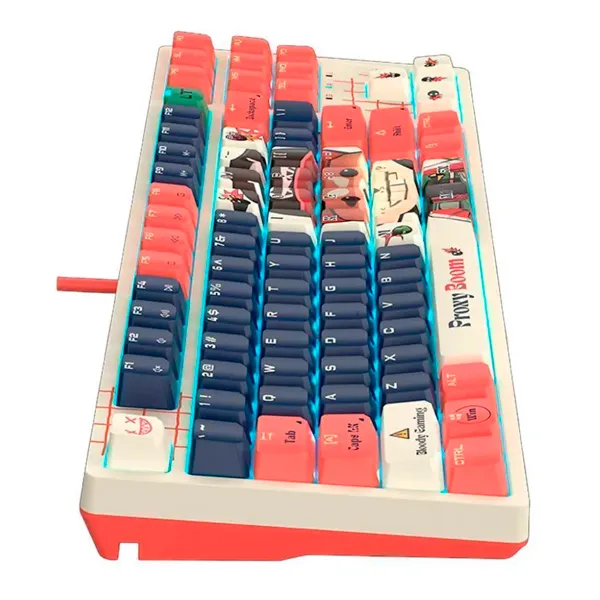 Клавиатура Bloody AT87 Proxy Boom SAVAGE [оптическая, проводная, RGB подсветка, Bloody Alpha, белая]