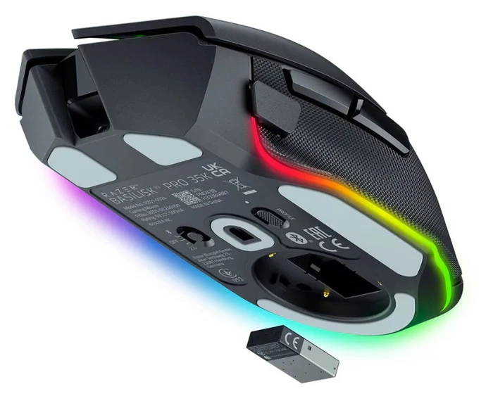 Мышь Razer Basilisk V3 Pro 35k (RZ01-05240100-R3G1) [проводная + беспроводная, светодиодная, 35000 DPI, 1000 Гц, 8000 Гц, подсветка, черная]