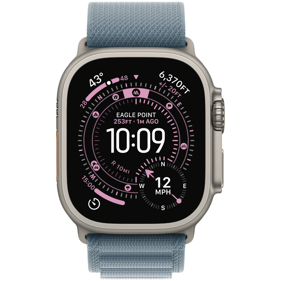 49mm Light Blue Alpine Loop - Medium - Natural Titanium Finish (MFTJ4ZM/A) голубой + серебристый