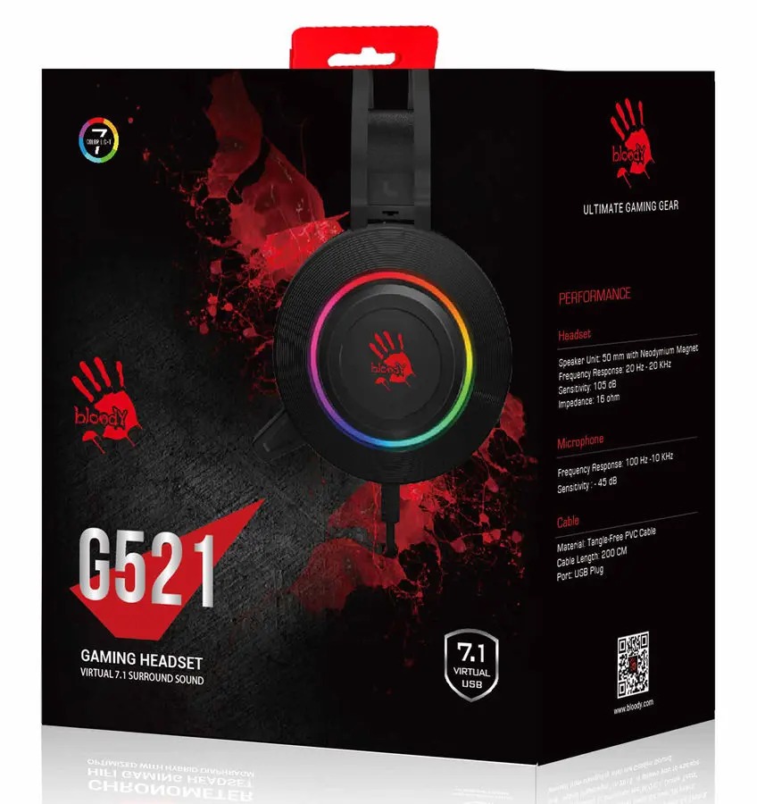 Наушники+микрофон игровые A4Tech Bloody G521, черный