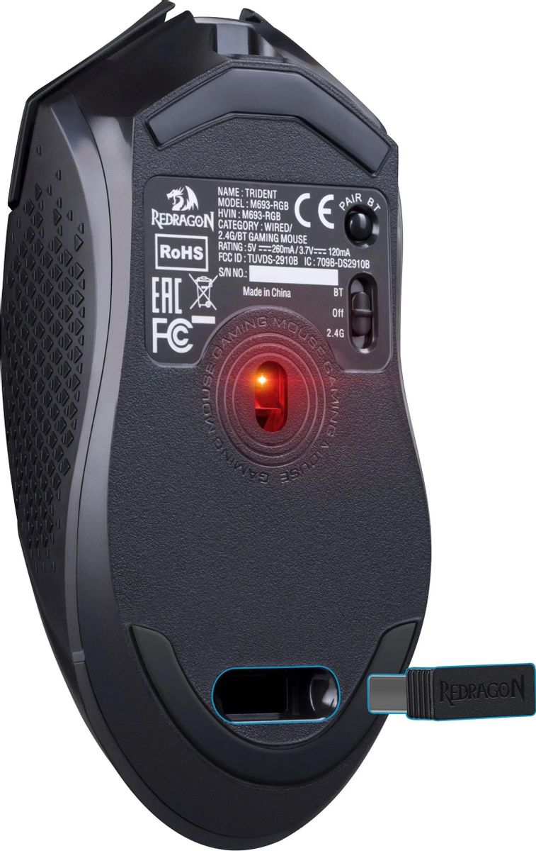 Мышь Redragon Trident (71431) [беспроводная, светодиодная, 8000 DPI, подсветка, черная]