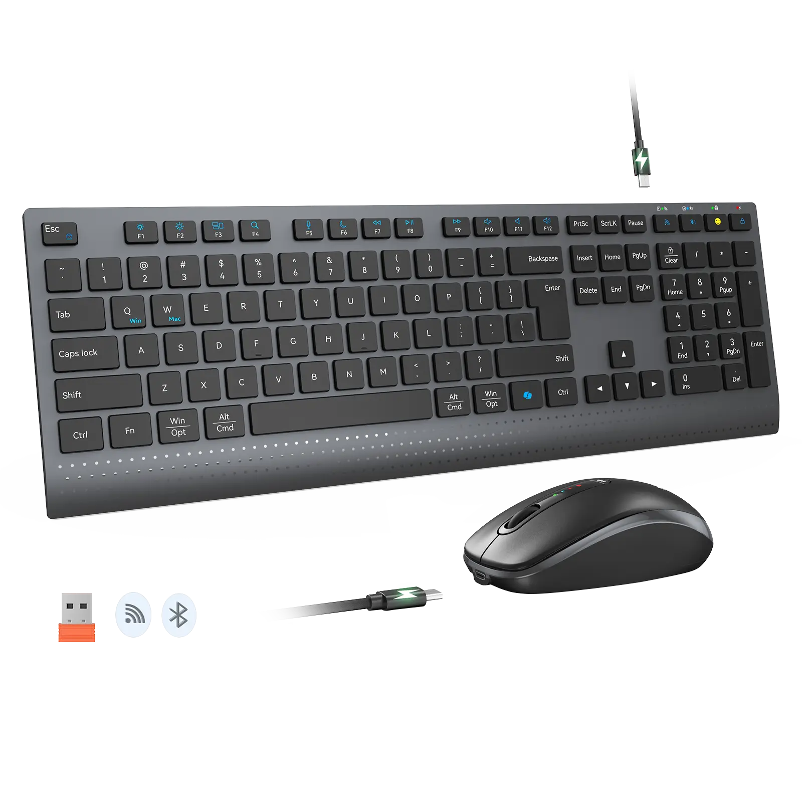 Клавиатура+мышь MeeTion C2000 (C2000 Black) [мембранная, беспроводная, черная]