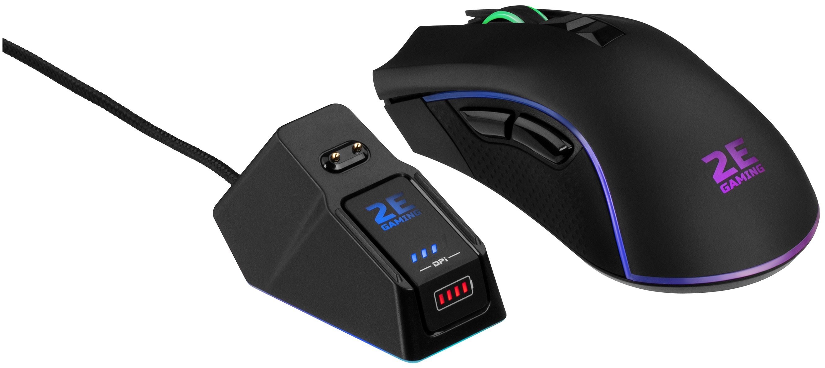 Мышь 2E Gaming MG340 WL (2E-MG340UB-WL) [беспроводная, светодиодная, 5000 DPI, 1000 Гц подсветка, черная]
