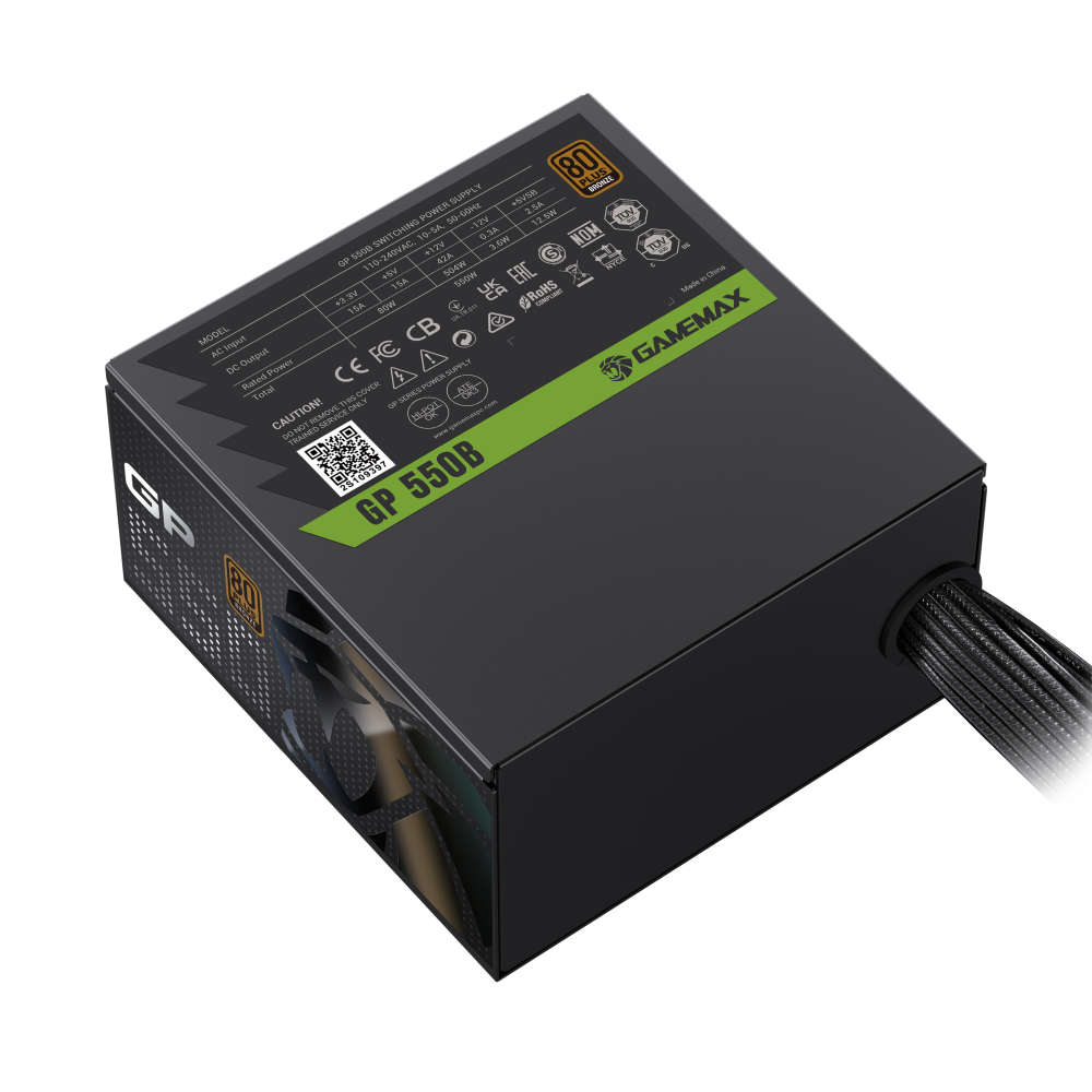 Блок питания GameMax GP 550B Bronze (2124-0550R0041) [550 Вт, 80 PLUS Bronze, 2 x 6+2 pin PCIe, 2x 4+4 pin CPU, ATX]