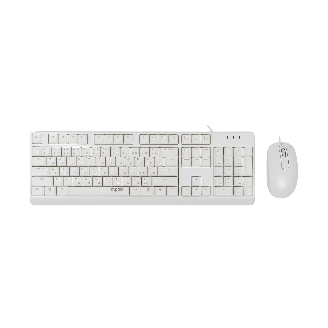 Комплект проводной Клавиатура + Мышь Rapoo X130PRO, белый 