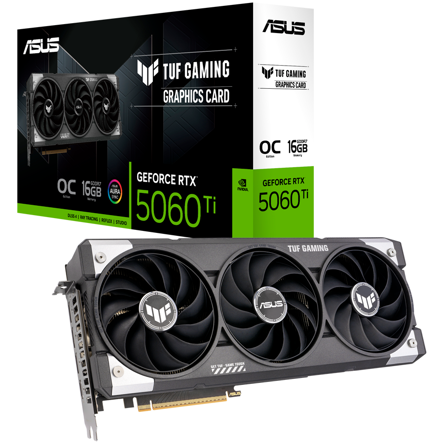 Видеокарта Asus GeForce RTX 5060 Ti 16GB (TUF-RTX5060TI-O16G-GAMING) [16 ГБ, GDDR7, 128 бит, HDMI, DisplayPort (3 шт)]