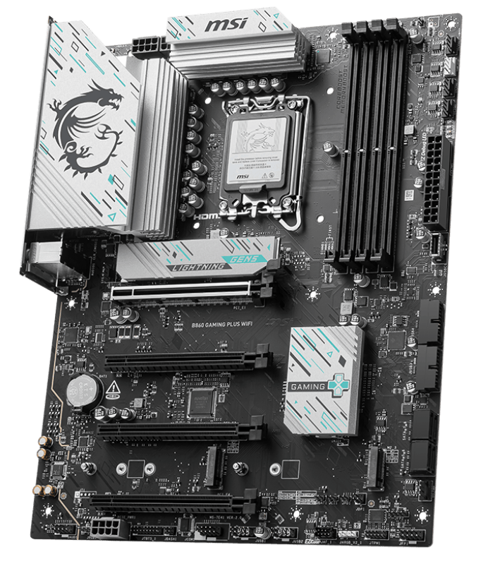 Материнская плата MSI B860 GAMING PLUS WIFI [LGA 1851, Intel B860, 4xDDR 5, 3xM.2, 4xPCI-E x16, Standard-ATX]