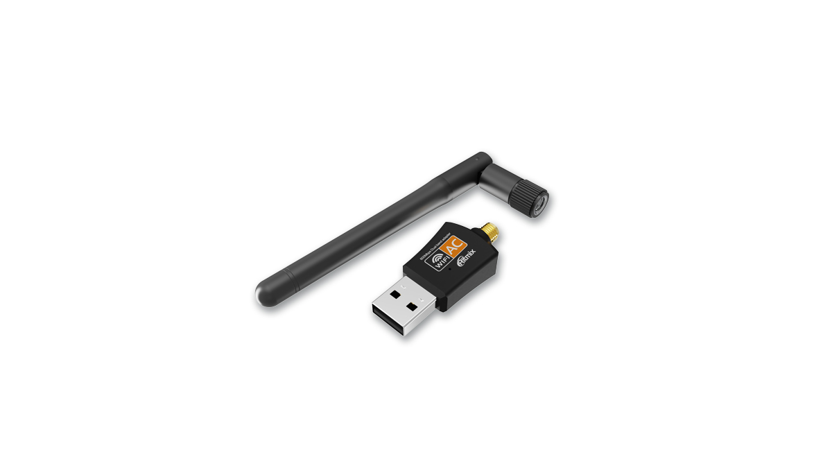 Беспроводной сетевой адаптер Ritmix RWA-250 (RTL8811CU) USB, Черный 
