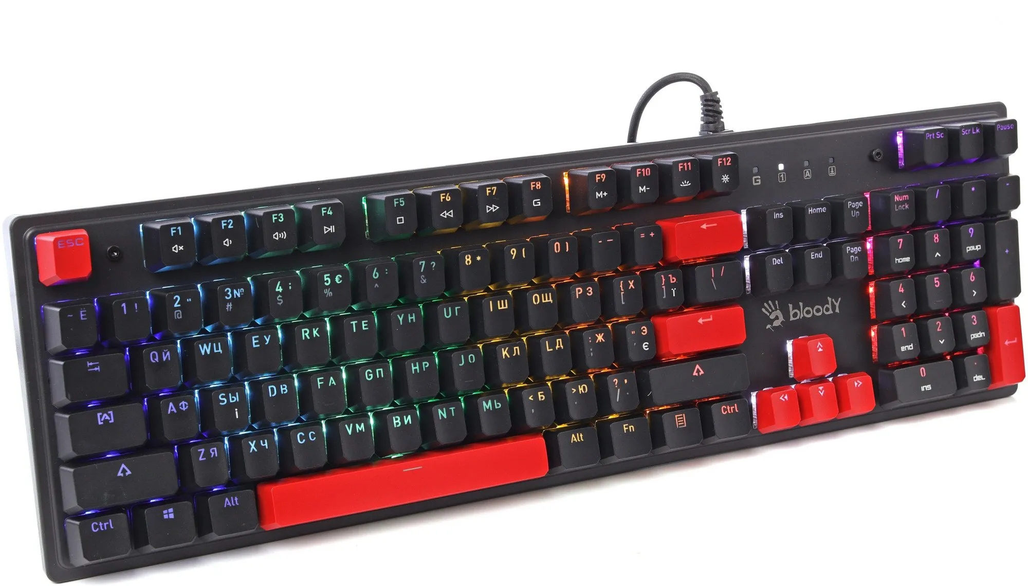 Клавиатура A4Tech S525N Fire Black [Механическая, проводная, клавиш - 104, подсветка, черная]