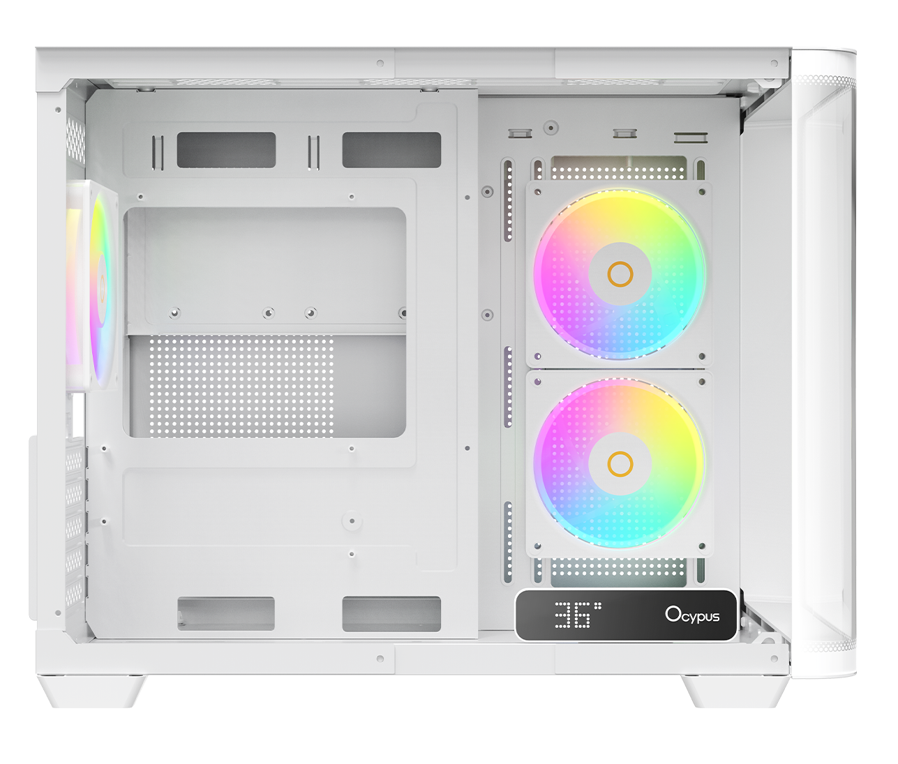 Корпус Ocypus Iota C50 Curve ARGB (Iota-C50-WHD300CD-GL) [Mini Tower, 3 x 120 мм, белый]