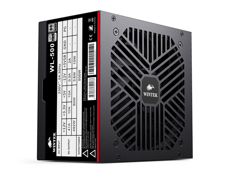 Блок питания Wintek WL-500 [500 Вт, 80 PLUS Standart, 4x SATA, 2 x 6+2 pin PCIe, 2x 4+4 pin CPU, EPS12V, ATX]