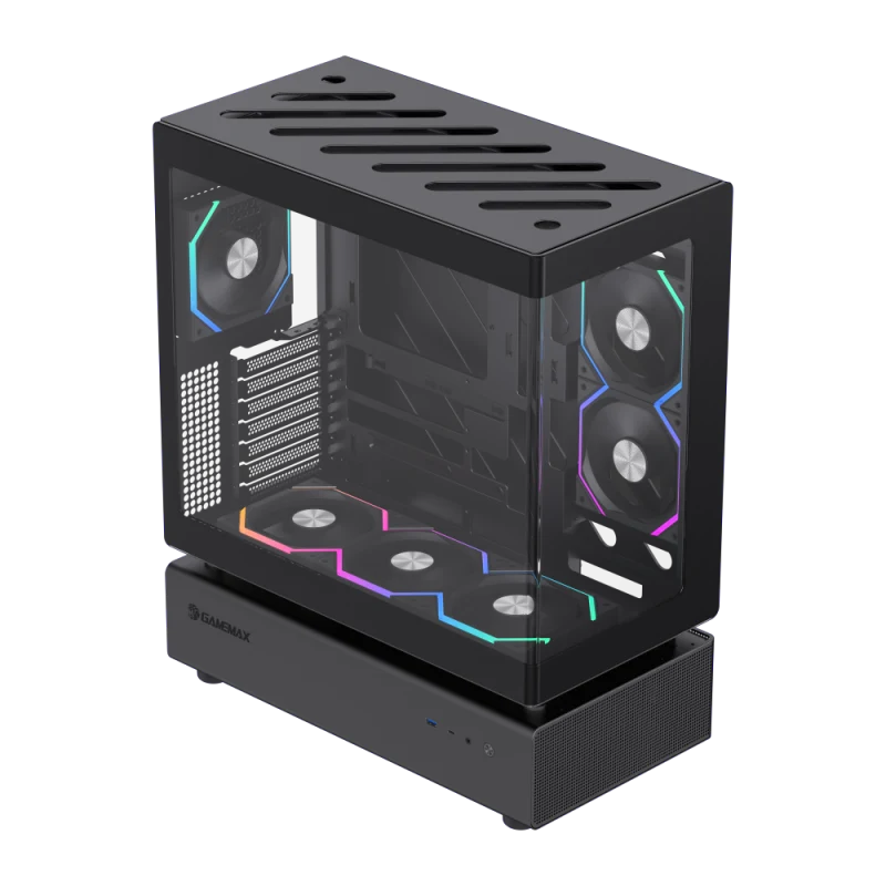 Корпус GameMax N80 BK Black (12118000001) [Midi Tower, 6 x 120мм ARGB, черный]