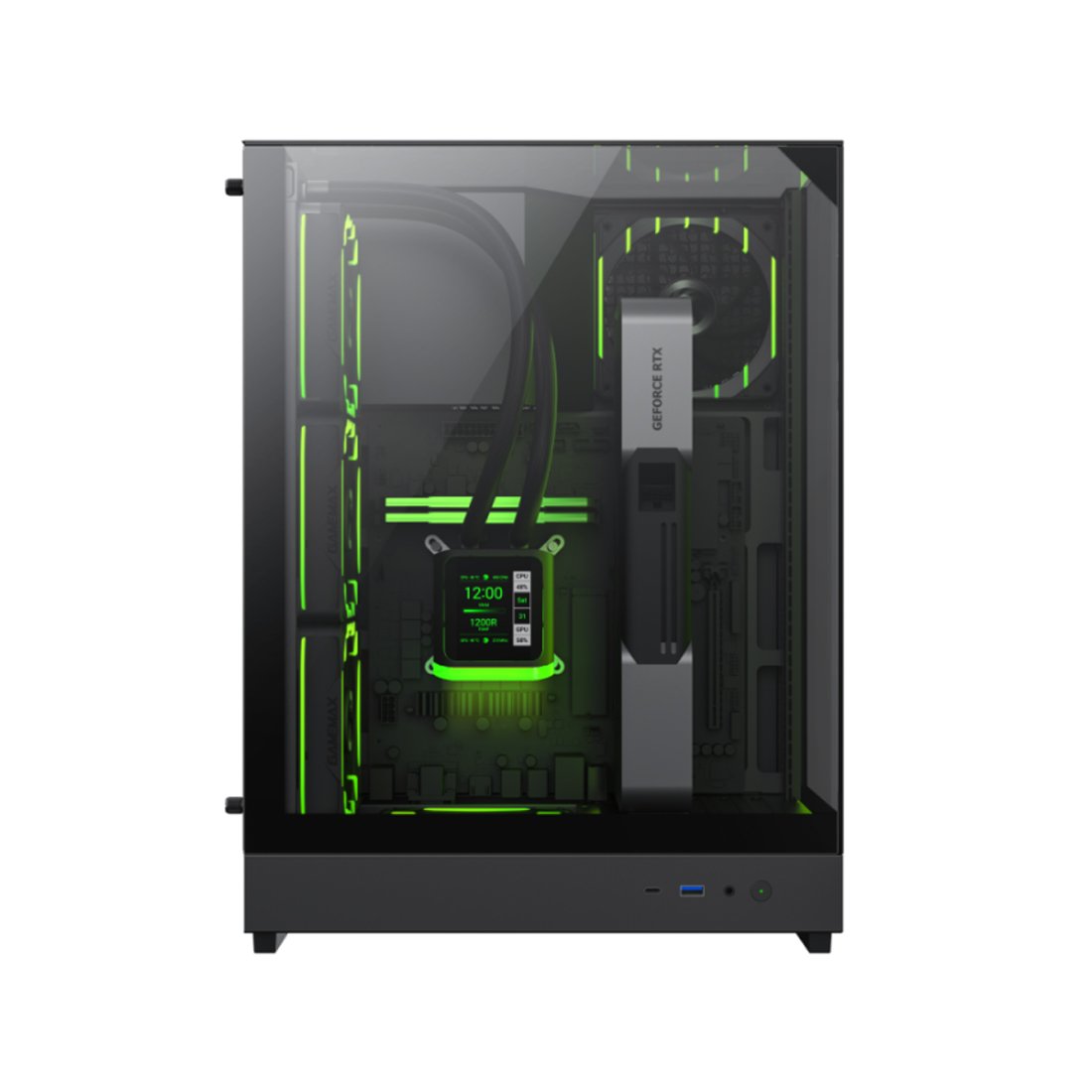 Корпус GameMax T20 Black (9101-1000R0001) [Midi Tower, 2х 120 мм ARGB, черный]