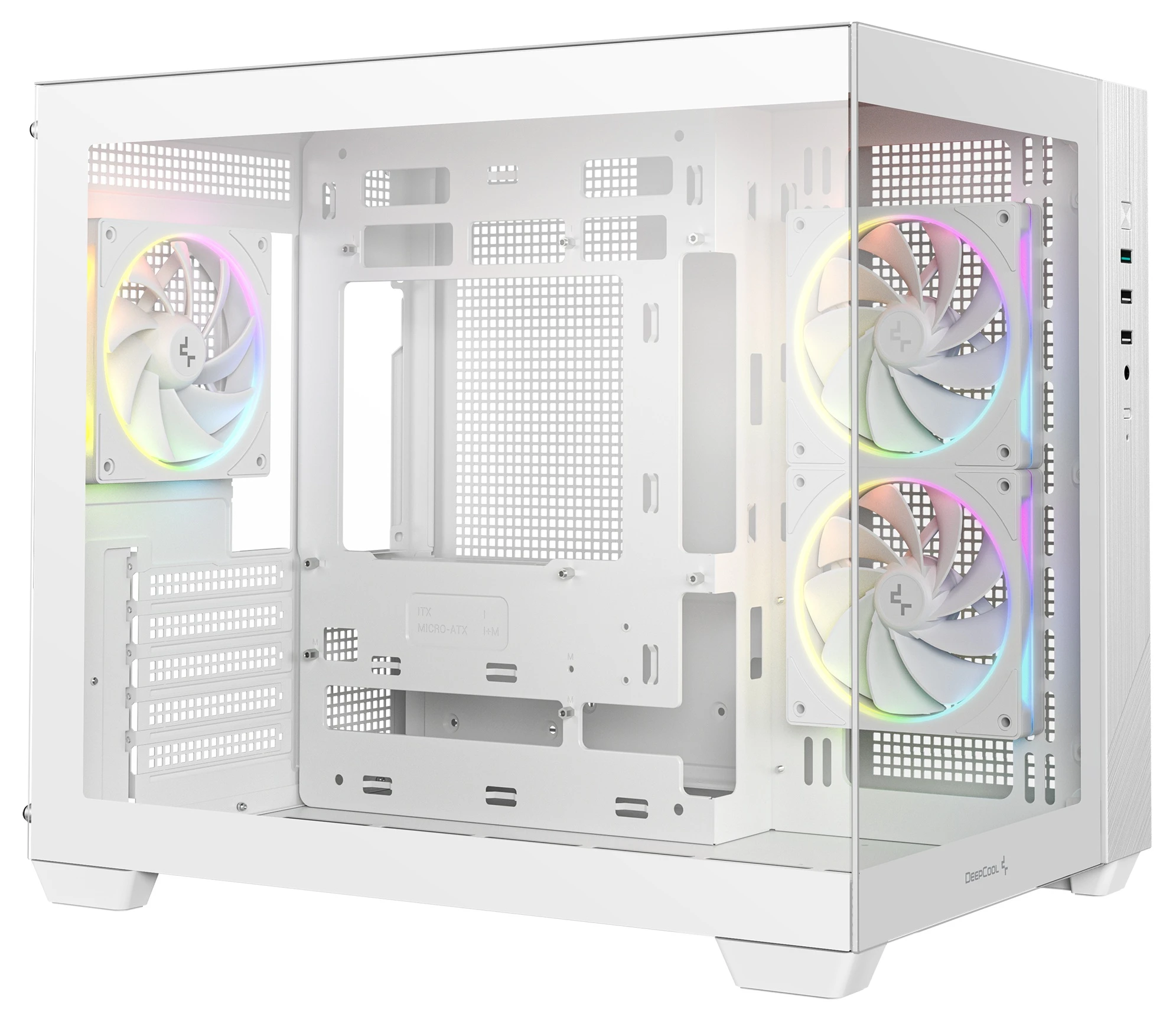 Корпус DeepCool CG330 3F WH (R-CG330-WHNGM3-G) [Mini Tower, 3 x 120 мм ARGB, Белый]