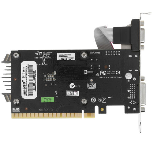 Видеокарта Inno3D GeForce GT 710 (N710-1SDV-D3BX) [1 ГБ, GDDR3, 64 бит, 954 МГц, VGA, DVI, HDMI]