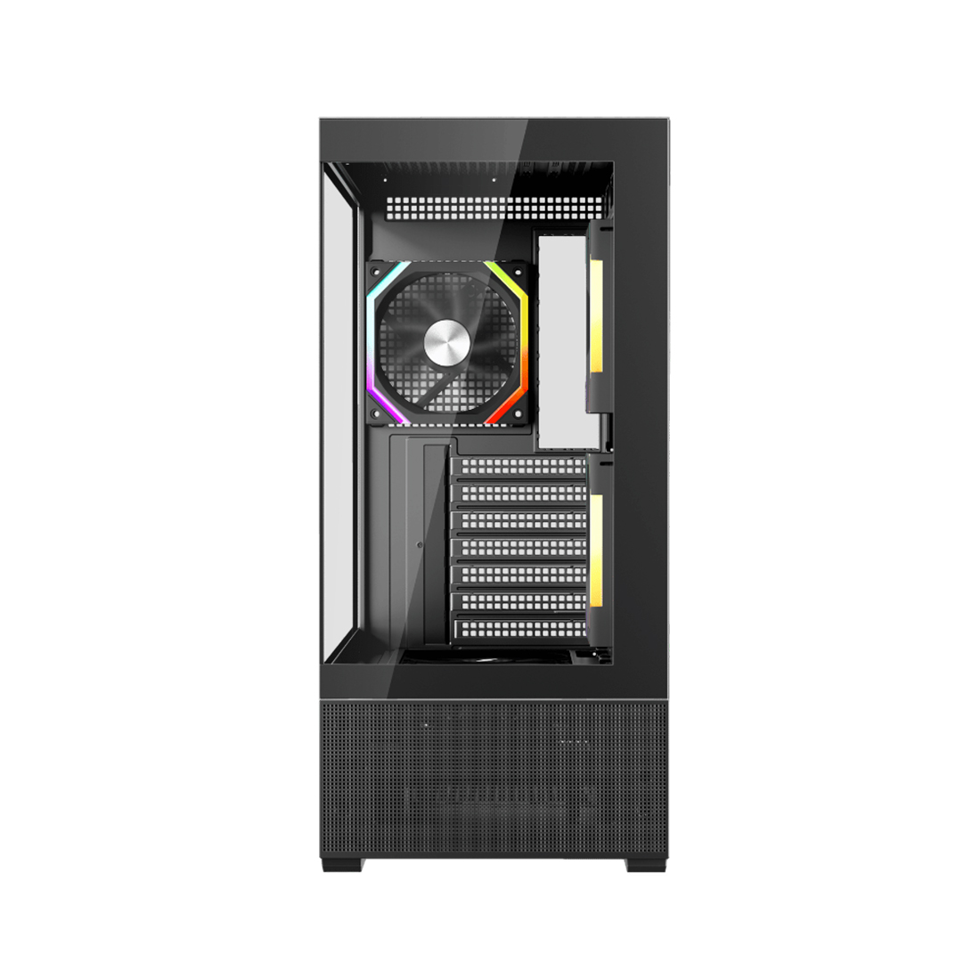 Корпус 1stPlayer AU7 (AU7-BK-2FA7-14-2FA7R-1FA7) [Midi Tower, 4 x 140 мм, черный]