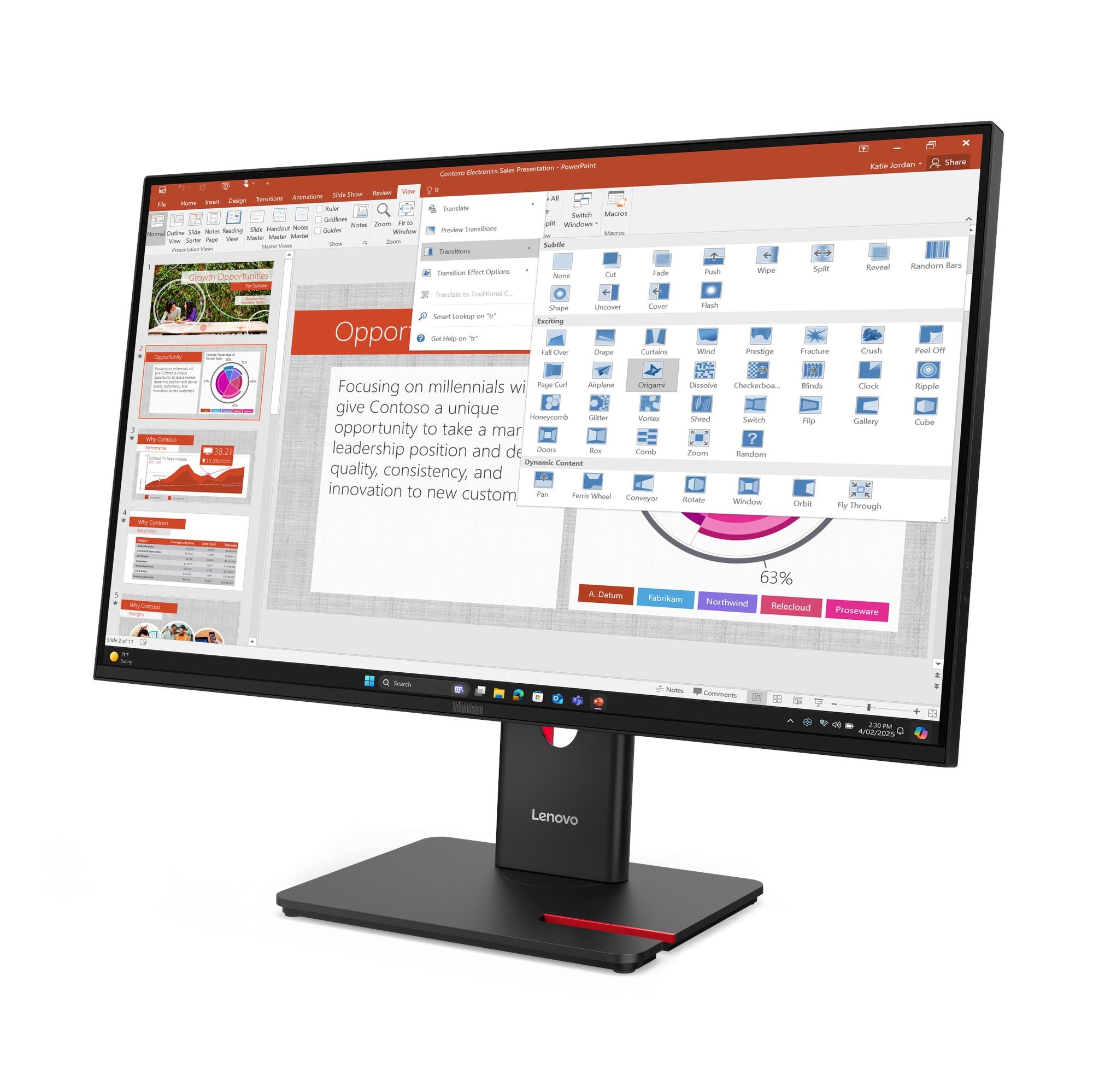 Монитор Lenovo ThinkVision T27-40 (64A5MAT6EU) [27", IPS, 1920x1080, 120Гц, 4 мс, HDMI, DisplayPort]