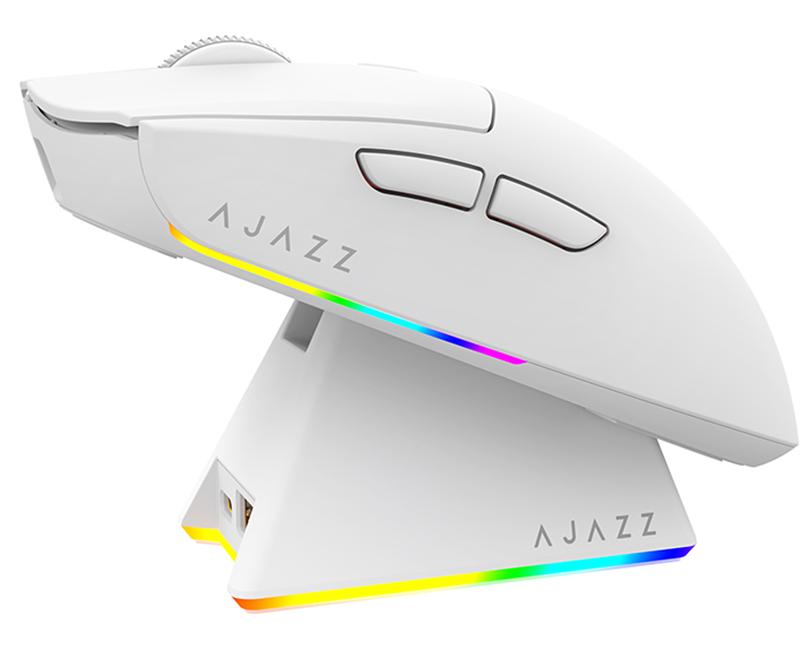 Мышь Ajazz AJ139 V2 MC (AJ139/V2/MC/White) [проводная + беспроводная, светодиодная, 12000 DPI, 1000 Гц, подсветка, белый]