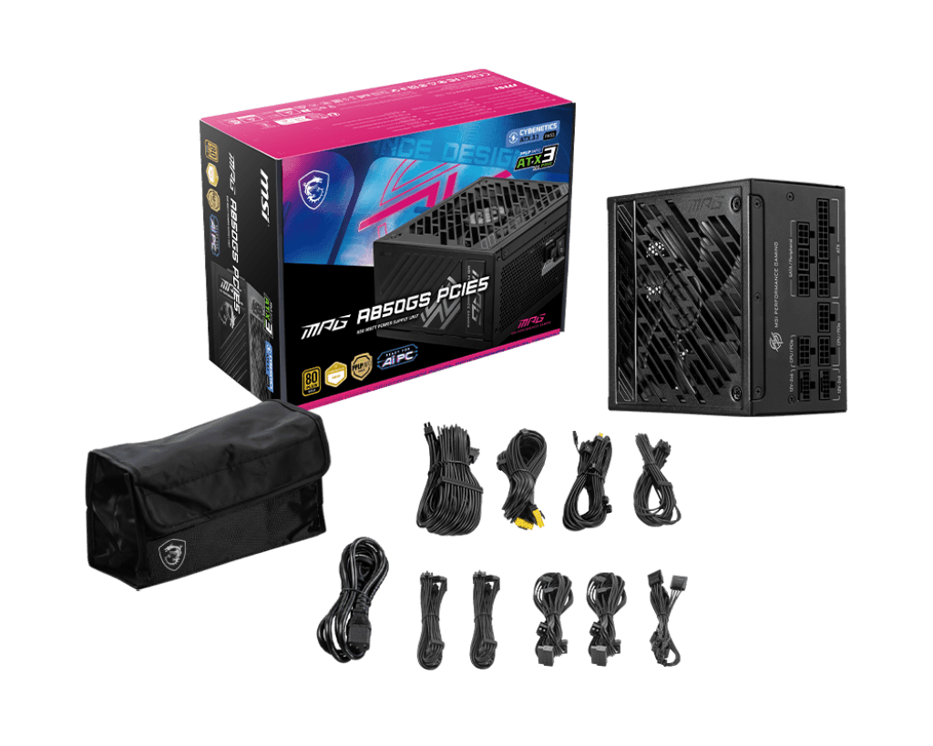 Блок питания MSI MPG A1000GS PCIE5 II [1000 Вт, 80 PLUS Gold, 8x SATA, 1x 6+2 pin, 2 x 16 pin (12VHPWR) PCIe, 2x 4+4 pin CPU, ATX]