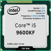 Процессор S-1151, Intel Core i5-9600KF, 3.7 GHz, Coffe Lake, oem
