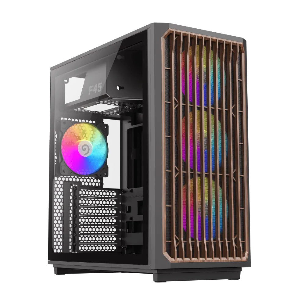 Корпус Gembird F45 BW Black (1116-4045R0003) [Midi Tower, 3 x 120x120 мм, черный]