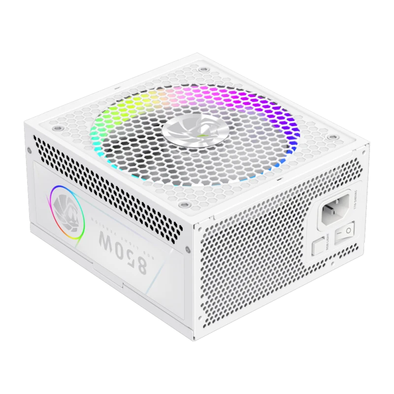 Блок питания GameMax RGB PRO 850G WH (2141-0850B0023) [850 Вт, 80 PLUS Gold, 8x SATA, 1 x 16 pin (12VHPWR), 3 x 6+2 pin PCIe, 2x 4+4 pin CPU, ATX]