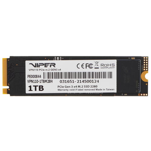 SSD накопитель Patriot Viper VPN110 (VPN110-1TBM28H) [1 ТБ, M.2 2280 PCI-E, чтение: 3300 МБ/с, запись: 3000 МБ/с, TLC]