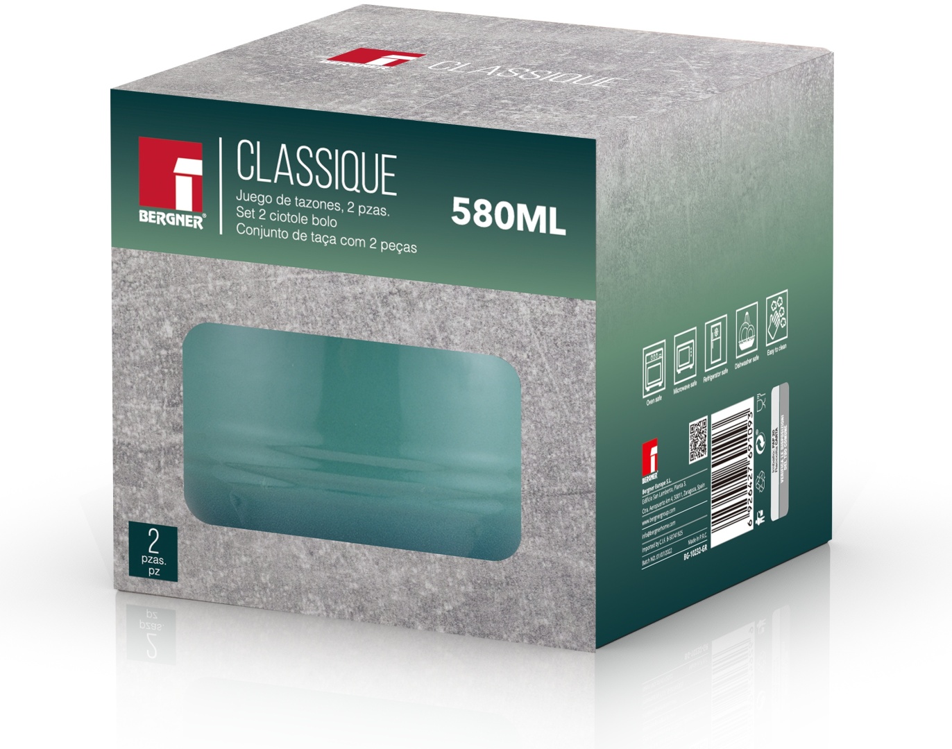 Набор посуды Bergner Classique BG BG-10232-GR (2 чаши) зеленый