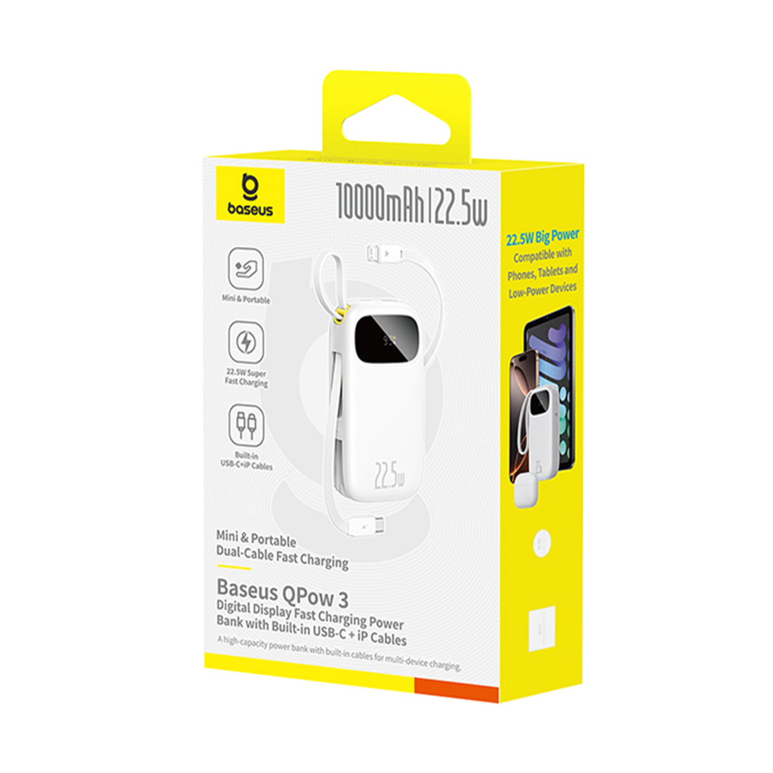 Портативный внешний аккумулятор, Baseus, EnerFill FC31,(P10082106213-00), 10000mAh, 22.5W Белый