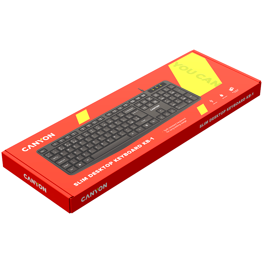 Клавиатура Canyon KB-1 (CNE-CKEY01-RU) [мембранная, проводная, черная]