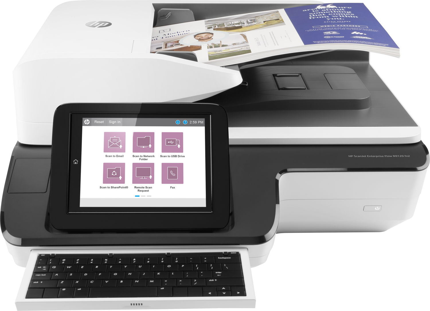 Cканер HP L2763A ScanJet Enterprise Flow N9120 fn2 (A3) 600 dpi, 24 bit, ADF (200 pages), 120/120 ppm, USB+Ethernet, Duty cycle 12 000 pages