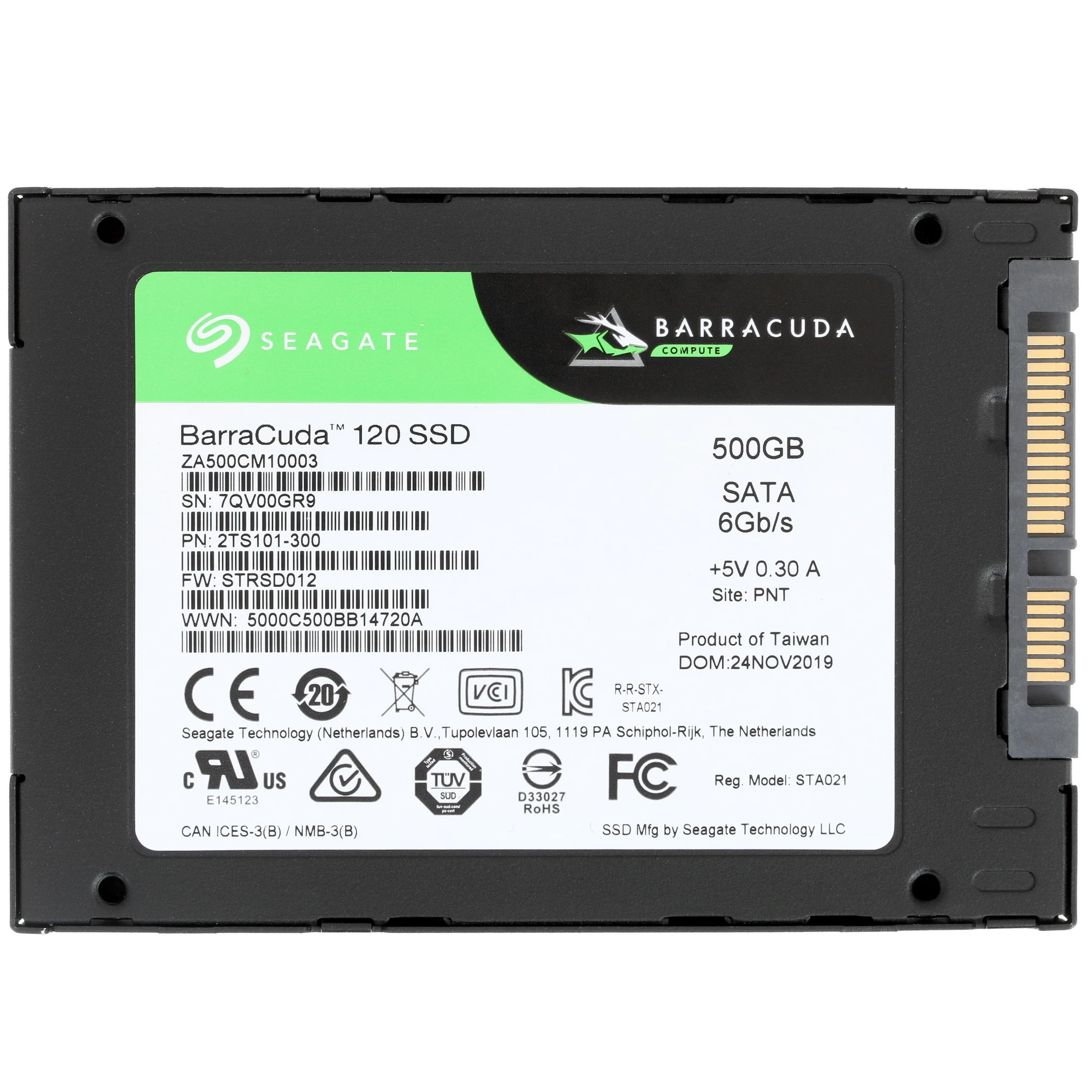 SSD-накопитель Seagate Barracuda (ZA500CM10003) [500 ГБ, 2.5", SATA III, 560/540 МБ/с]