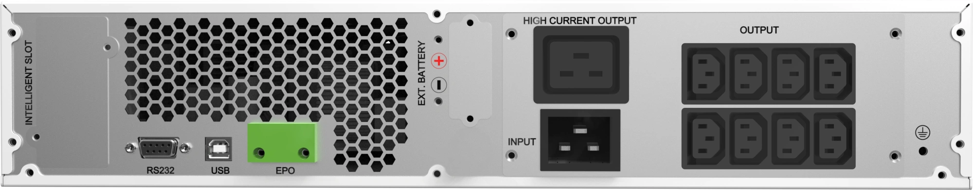 ИБП Ippon Na+ RTA 3000 3000W/Rack online/батарея 12V 4,8Ah*6/USB-B /RS-232/EPO/8 IEC/ЖК-дисплей/поддержка SNMP/Белый