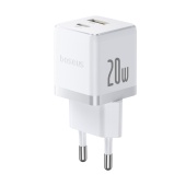 Адаптер питания Baseus Palm C+U 20W EU White (в комлпекте кабель Type-c) (P10111608213-01)