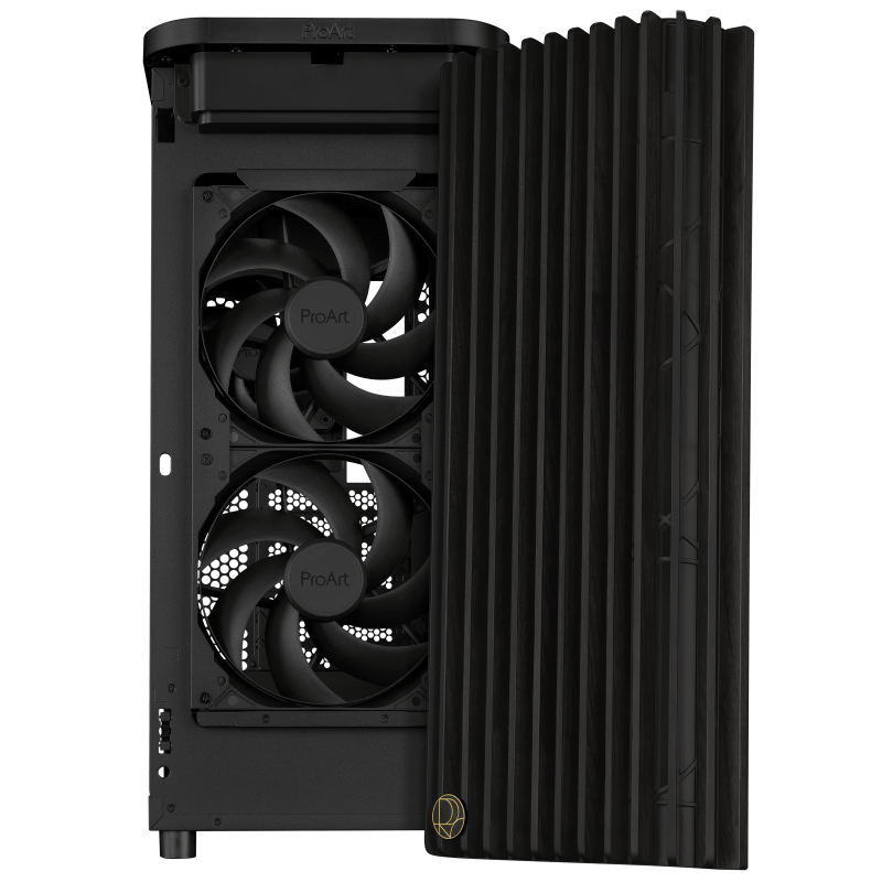 Корпус Asus PROART PA401 WOOD TG (90DC00M0-B39000) [Midi Tower, 1 x 120 мм, 2 x 160 мм, черный]