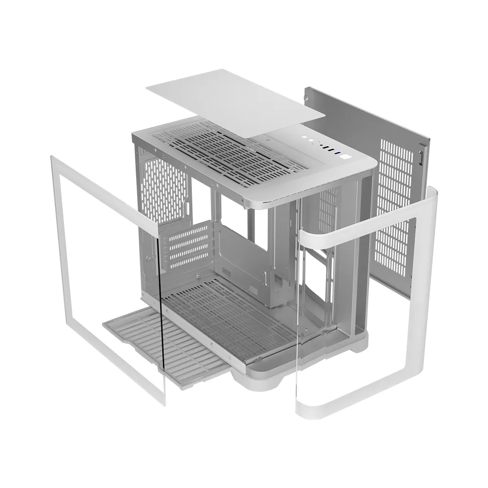 Корпус 1stPlayer UV5 (UV5-WH-2FC7R-W-1FC7-W) [Mini Tower, без вентиляторов, белый]