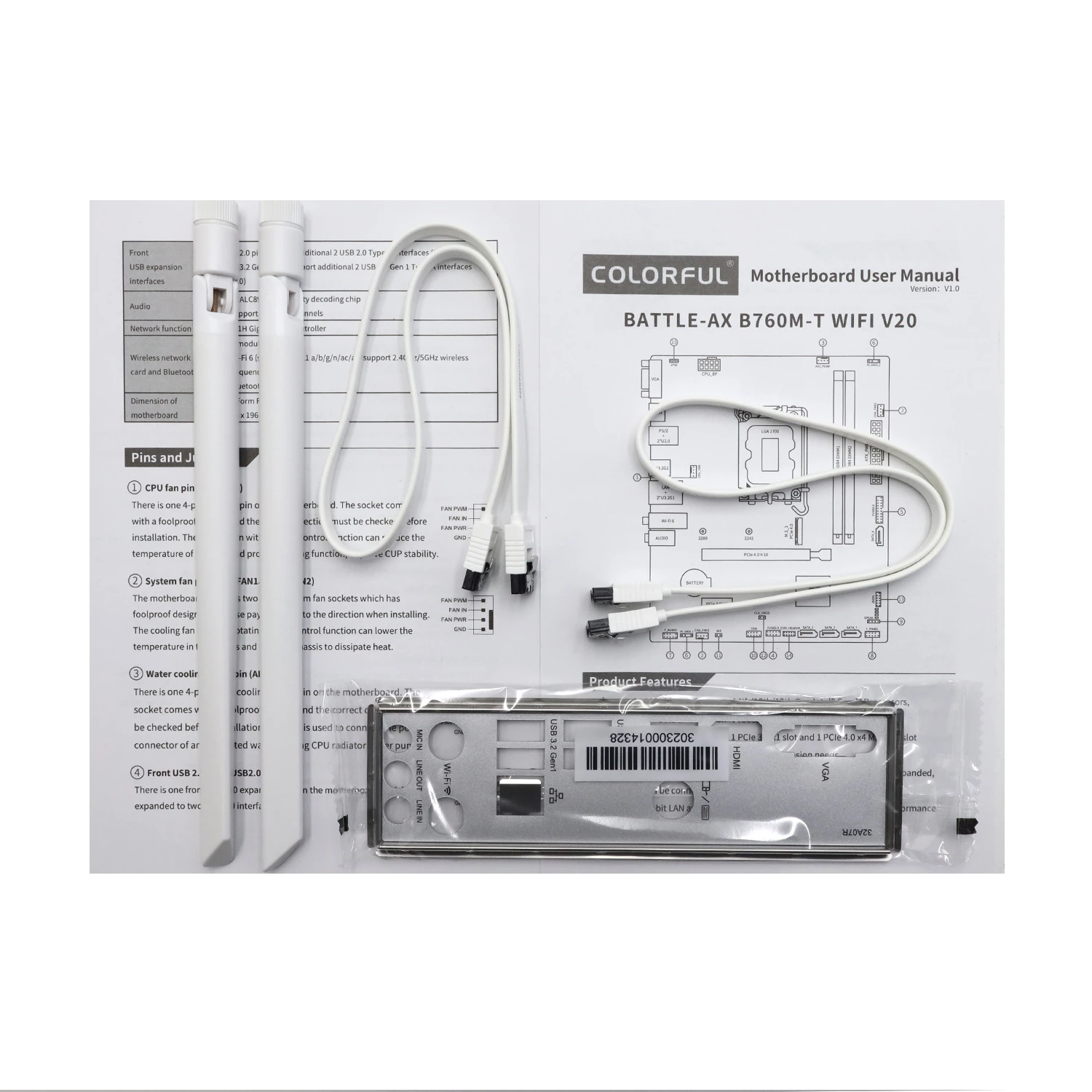 Материнская плата Colorful BATTLE-AX B760M-T WIFI V20 [LGA 1700, Intel B760, 2xDDR 4, 1xM.2, 1xPCI-E x16, Micro-ATX]