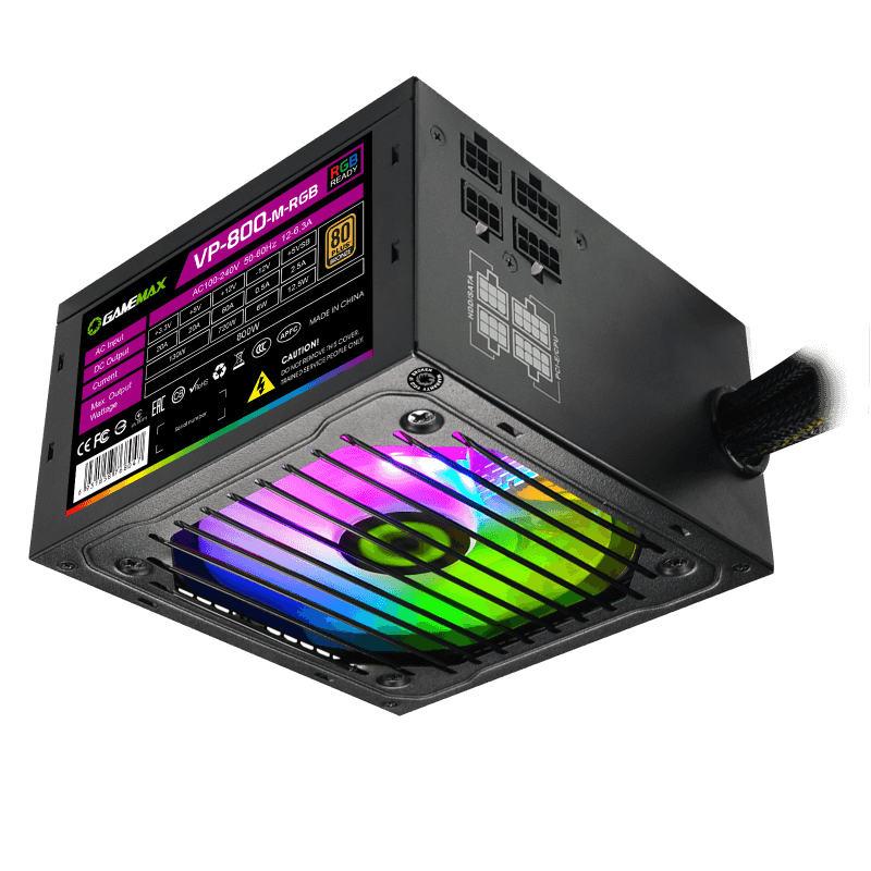 Блок питания game max. GAMEMAX VP-800-M-RGB. GAMEMAX VP-800-RGB 800w. GAMEMAX Power Supply 800w RGB. Блок питания 800w RGB.