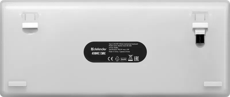 Клавиатура Defender AtomicCore GK-363 (45363) [Механическая, беспроводная, клавиш - 81, подсветка, белая]