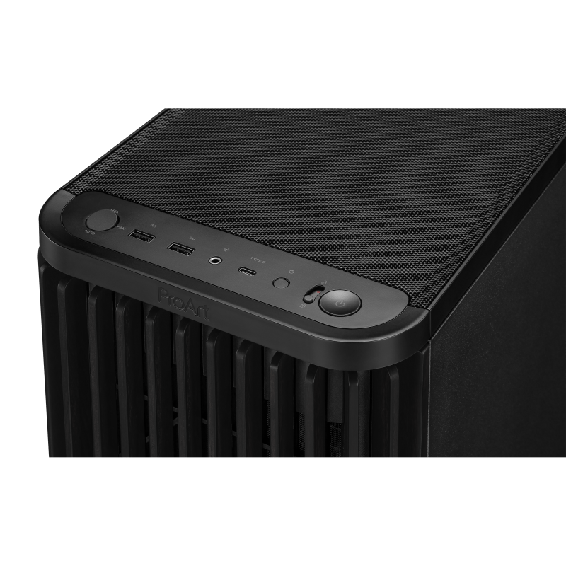 Корпус Asus PROART PA401 WOOD TG (90DC00M0-B39000) [Midi Tower, 1 x 120 мм, 2 x 160 мм, черный]