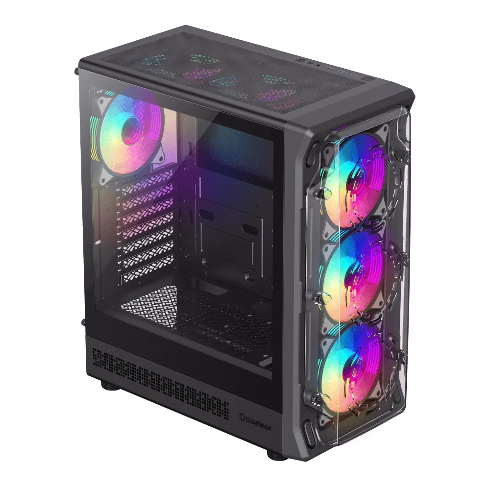 Корпус GameMax Starlight 2 AB Black [Midi Tower, 4 x 120 мм ARGB, черный]