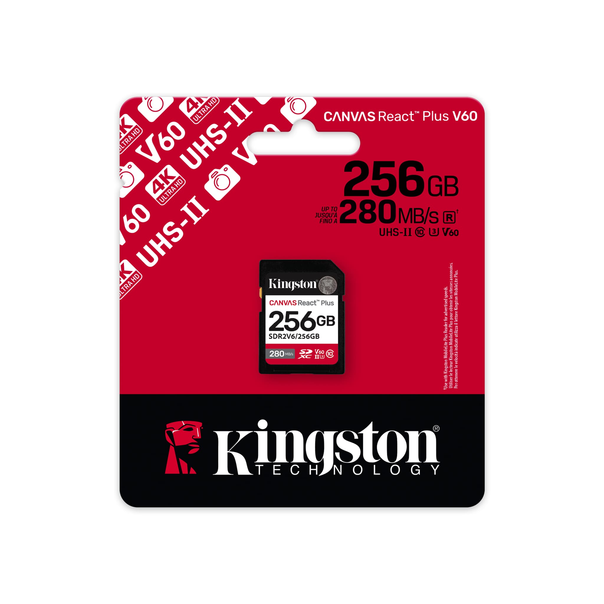 Kingston 256GB SDXC Canvas React Plus SDXC UHS-II 280R/150W U3 V60