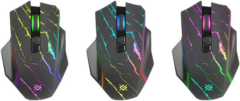 Мышь Defender Uran GM-503 LED (52503) [беспроводная, светодиодная, 3200 DPI, подсветка, черная]