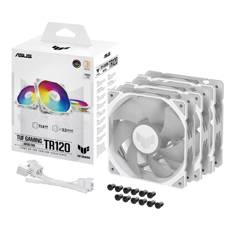 Вентилятор для корпуса ASUS TUF GAMING TR120 FAN ARGB WHITE 3IN1 120x120x28 AuraSync TR120-1/WT/3 IN