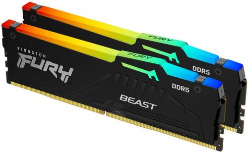 Комплект модулей памяти Kingston Fury Beast Black RGB (EXPO), (KF556C36BBEAK2-32), 32 ГБ DDR 5, 5600 МГц, 1.25 В