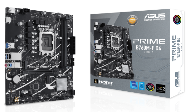 Материнская плата Asus PRIME B760M-F [LGA 1700, Intel B760, 2xDDR 5, 2xM.2, 1xPCI-E x16, Micro-ATX]