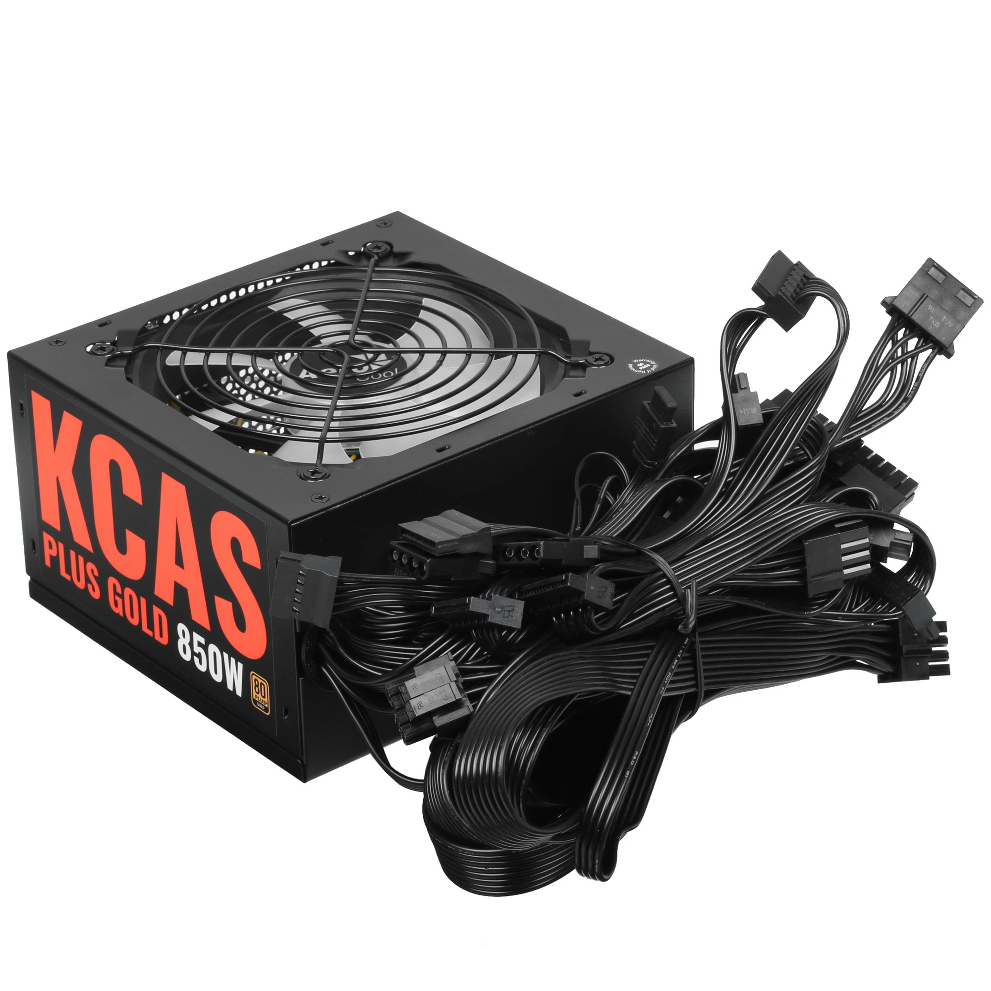 Блок питания AeroCool KCAS Plus Gold 850W RGB [850 Вт, 80 PLUS Gold, 8x SATA, 3 x 6+2 pin PCIe, 2x 4+4 pin CPU, EPS12V, ATX]