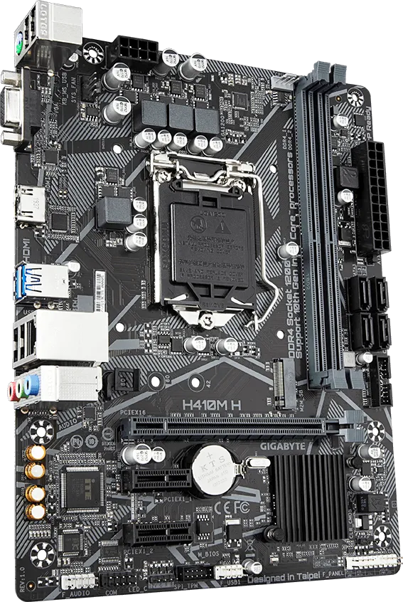 Материнская плата Gigabyte H410M H [LGA 1200, Intel H410, 2xDDR 4, 1xM.2, 1xPCI-E x16, Micro-ATX]